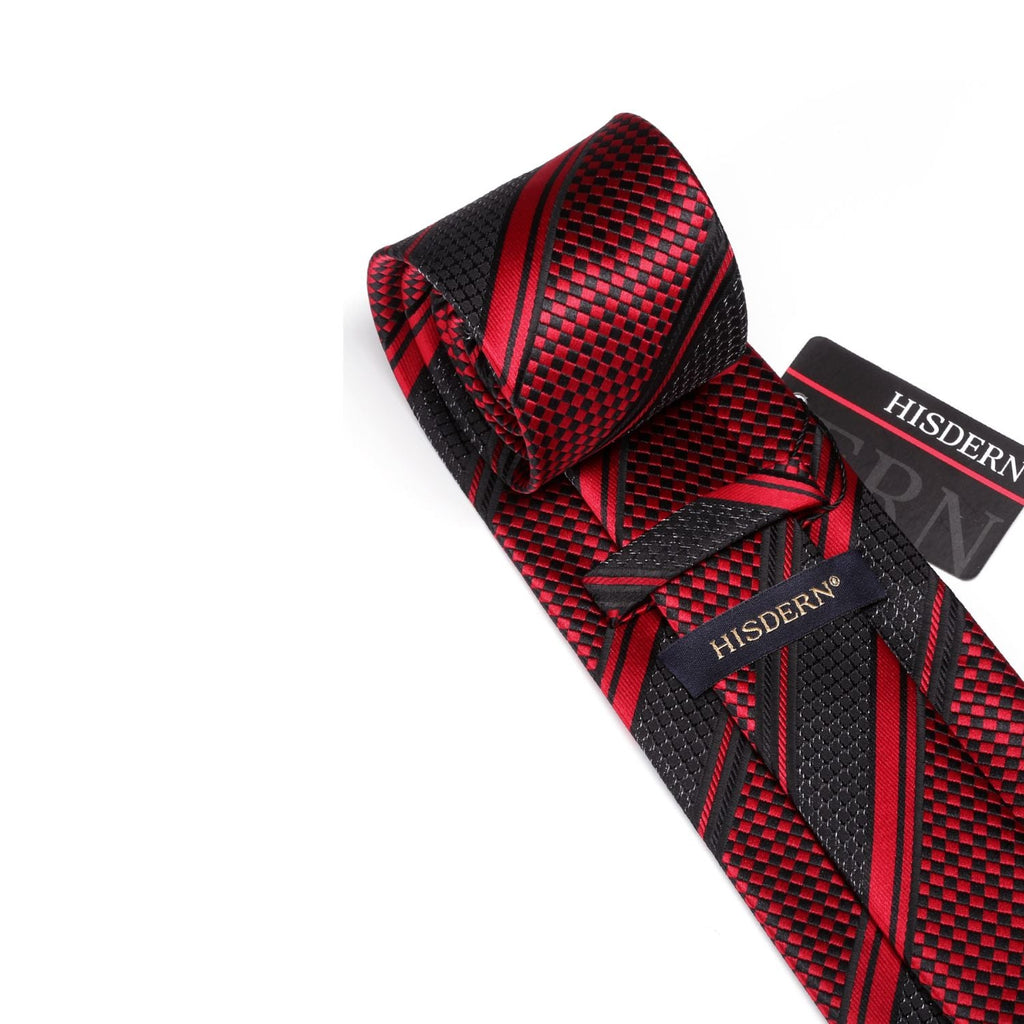 Hisdern Red Striped Business Tie Set