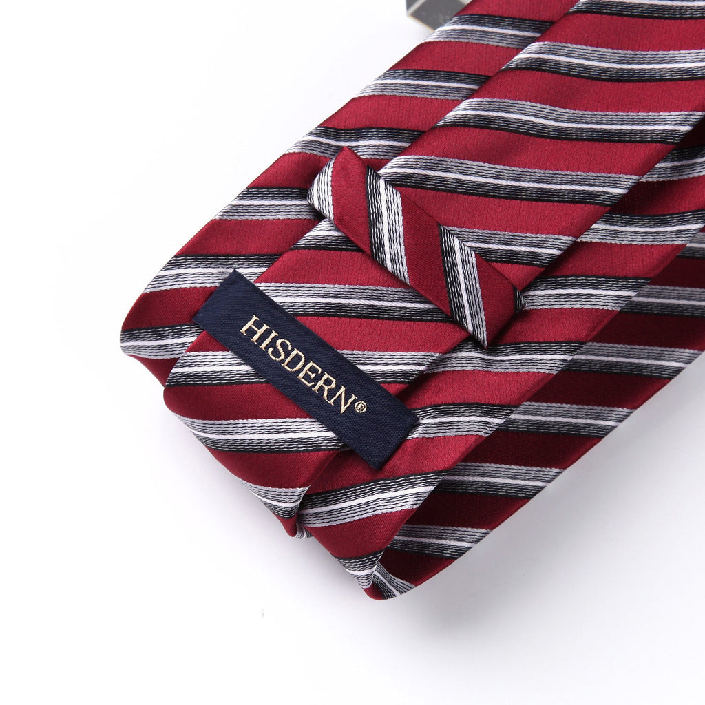 Hisdern Red Striped Business Tie Set
