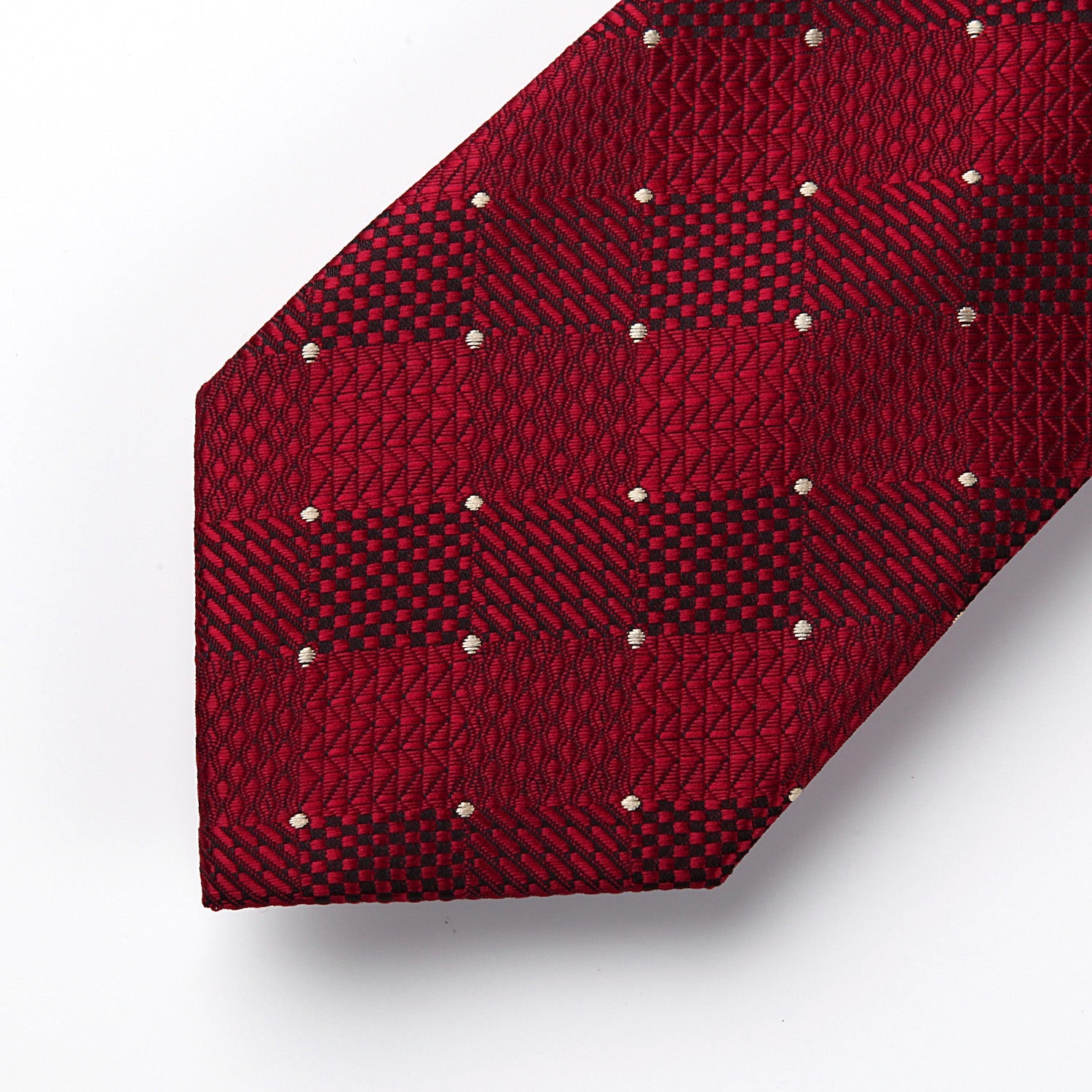 Hisdern Dark Red Plaid Wedding Accessories Set