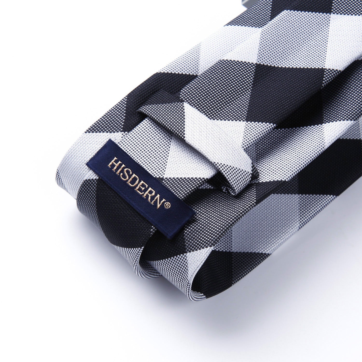 Hisdern Black Plaid Business Tie Set