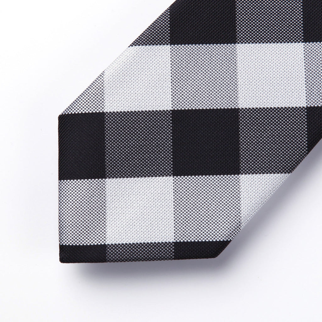 Hisdern Black Plaid Business Tie Set