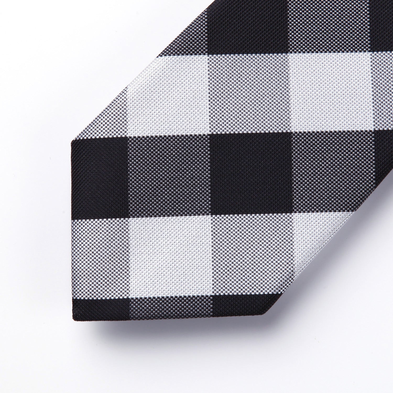 Hisdern Black Plaid Business Tie Set