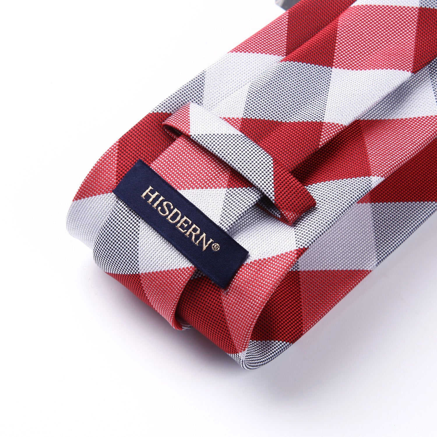 Hisdern Red White Plaid Tie Set For Groomsmen