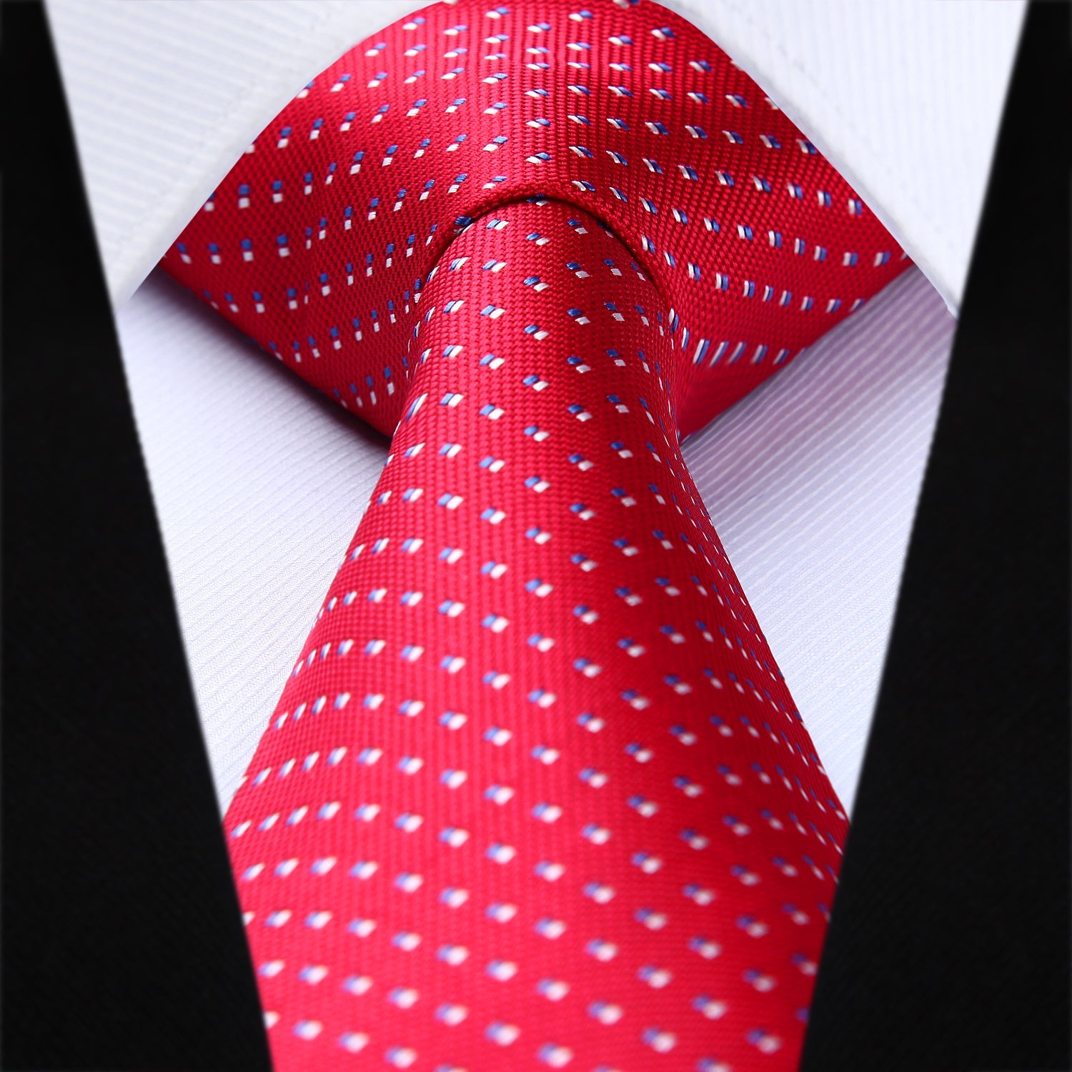 Hisdern Red Polka Dot Tie Set For Groomsmen
