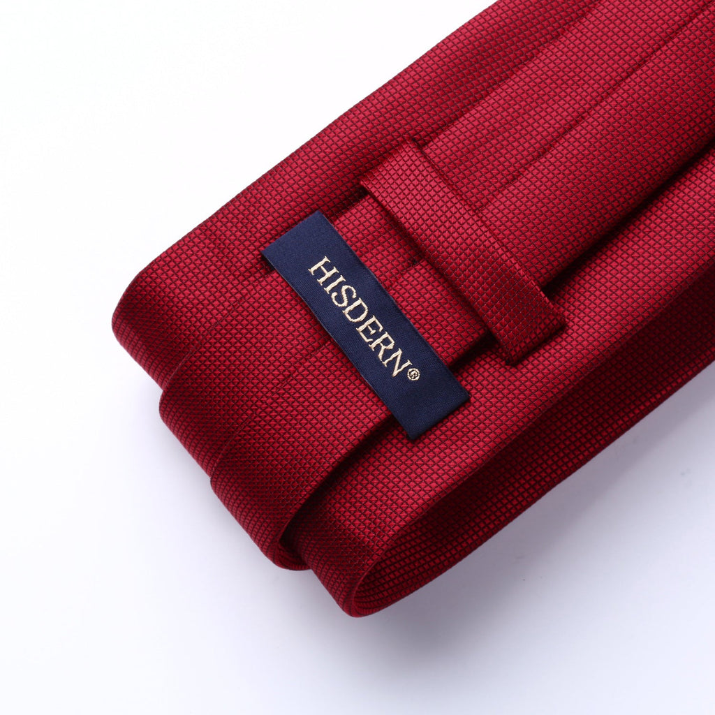 Hisdern Red Plaid Pocket Square With Matching Tie