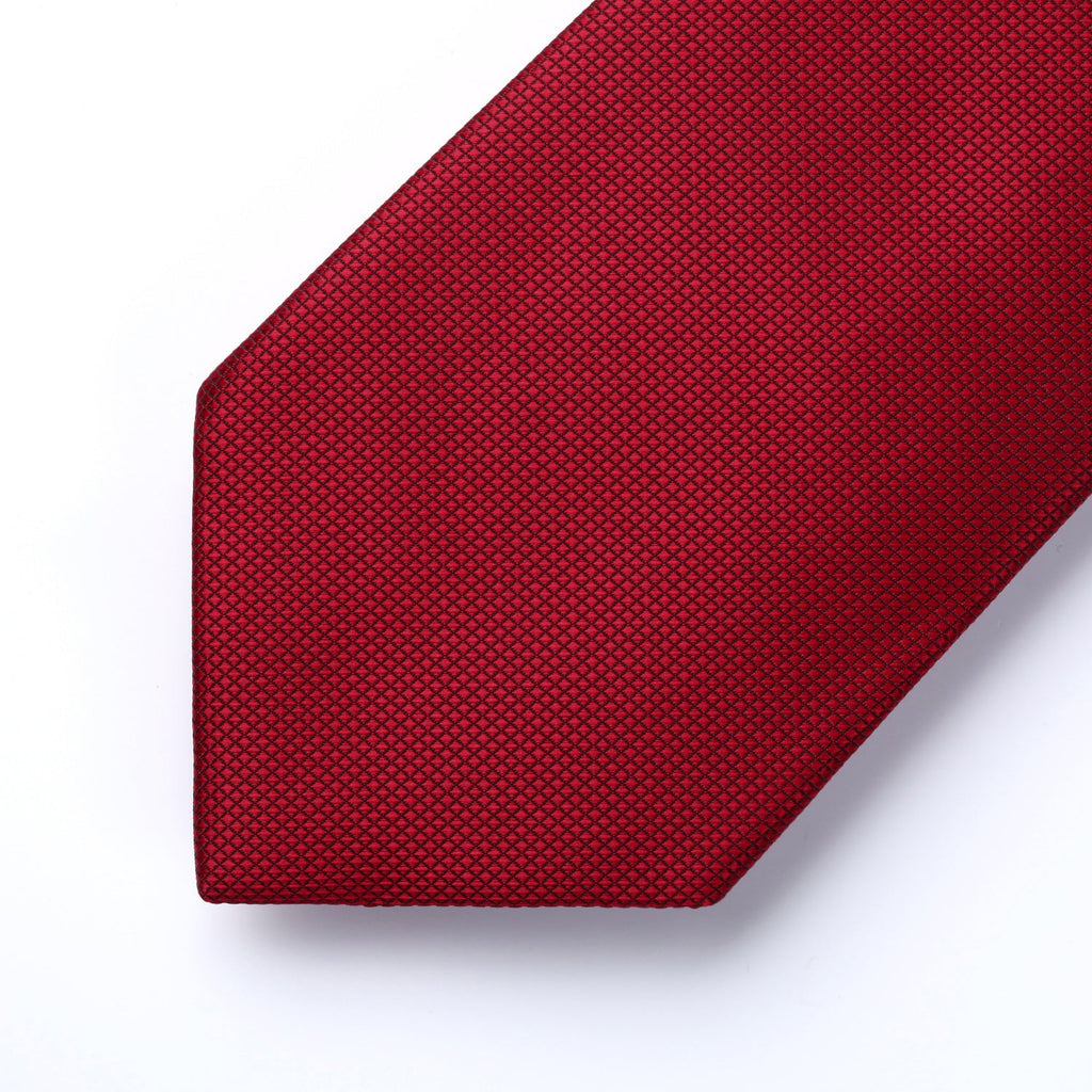 Hisdern Red Plaid Pocket Square With Matching Tie