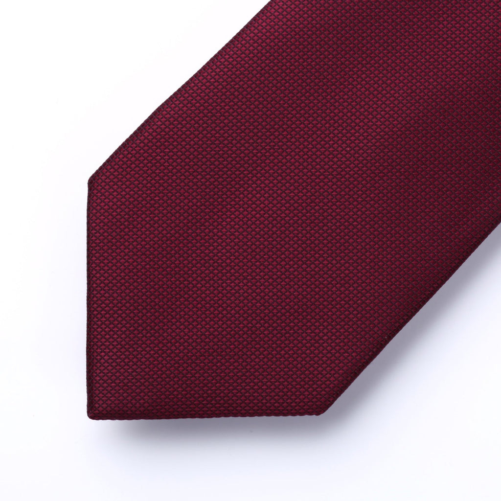Hisdern Burgundy Plaid Pocket Square With Matching Tie