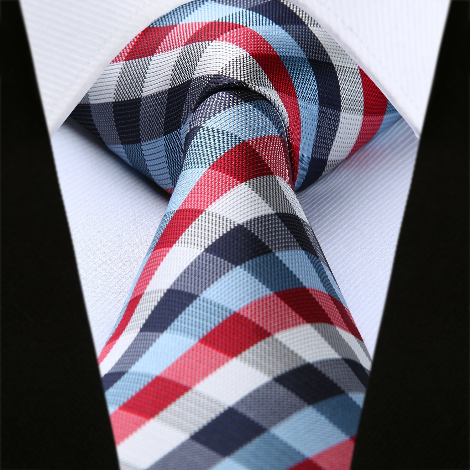 Hisdern Red Plaid Business Tie Set