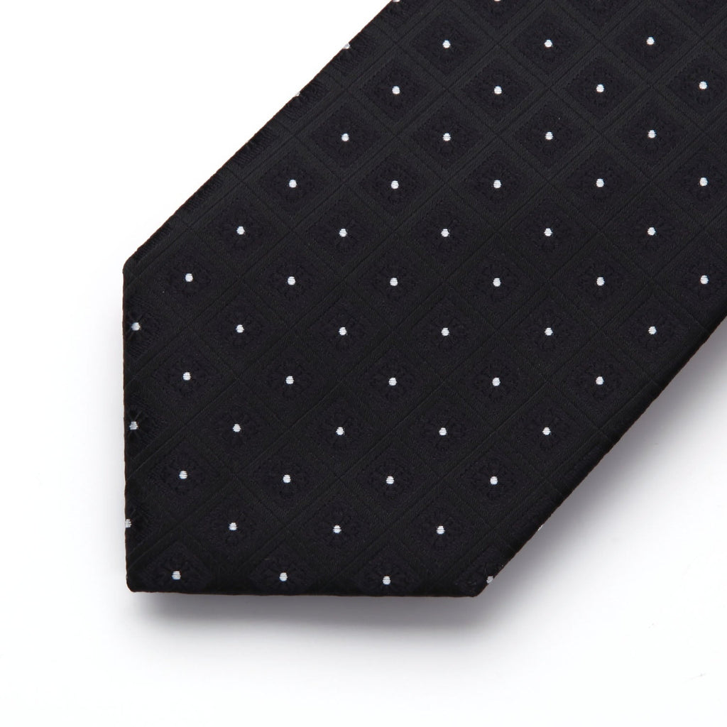 Hisdern Black White Plaid Pocket Square With Matching Tie