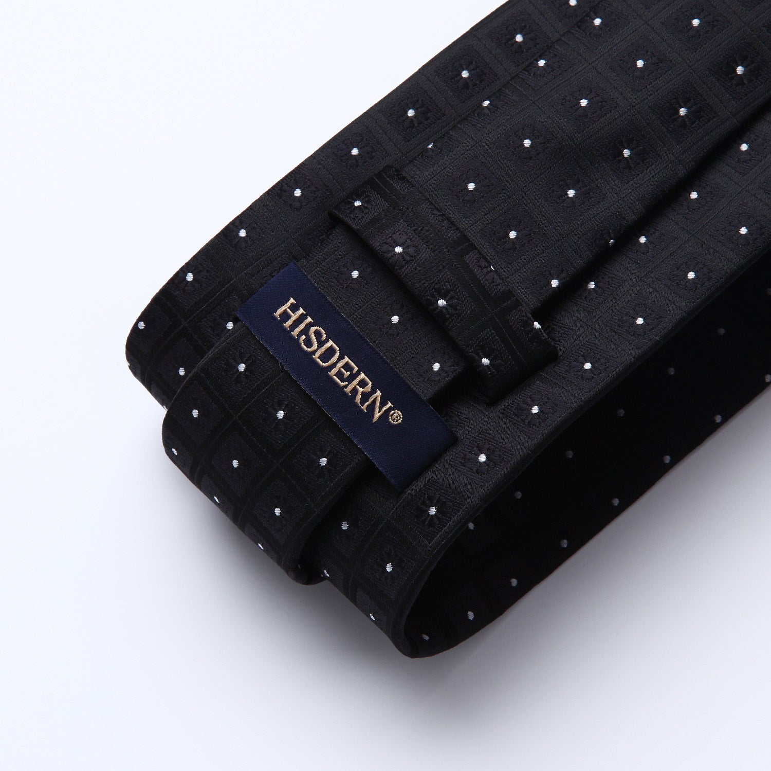 Hisdern Black White Plaid Pocket Square With Matching Tie