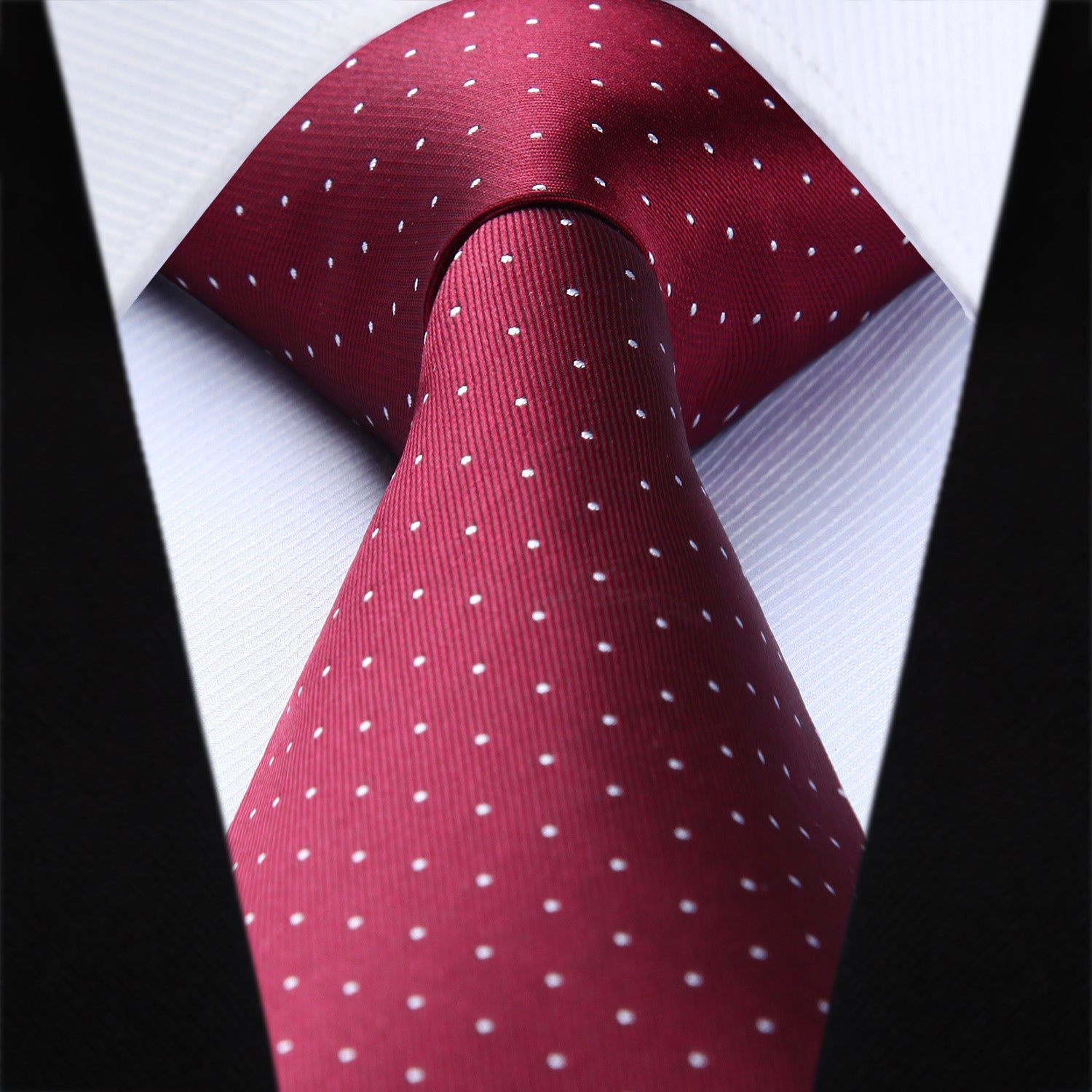 Hisdern Burgundy Polka Dot Print Tie Set For Formal Events