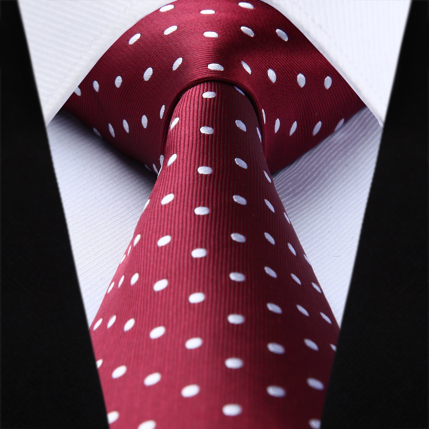 Hisdern Burgundy Polka Dot Print Tie Set For Formal Events