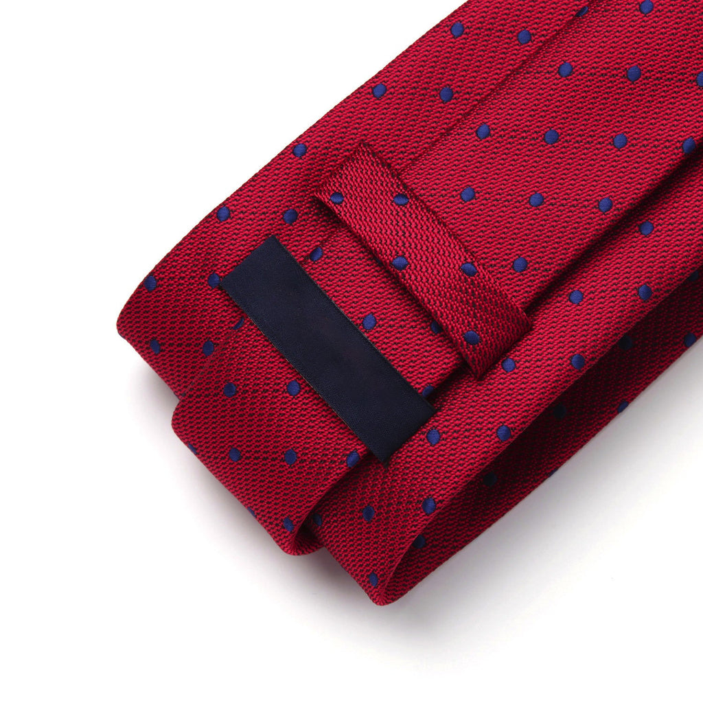 Hisdern Red Blue Polka Dot Tie Set For Groomsmen