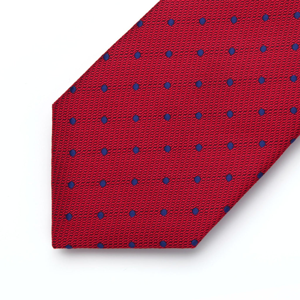 Hisdern Red Blue Polka Dot Tie Set For Groomsmen