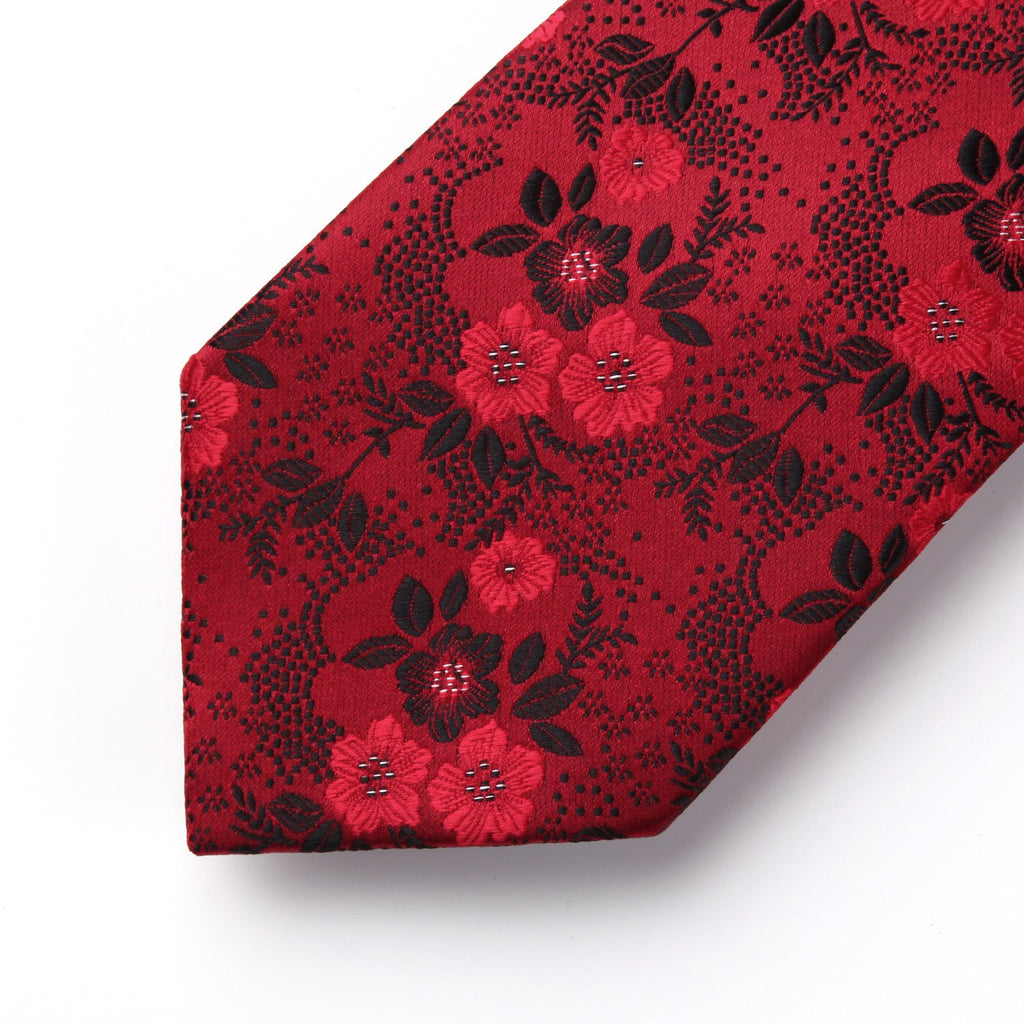 Hisdern Red Floral Wedding Accessories Set