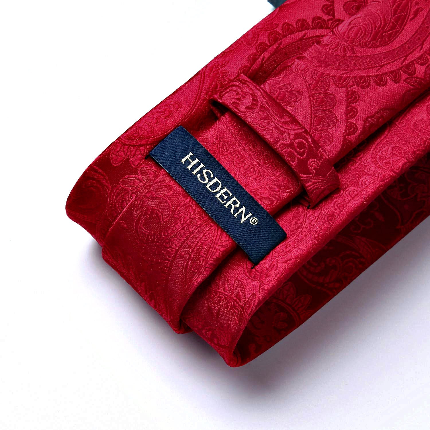 Hisdern Crimson Red Paisley Tie Set For Groomsmen