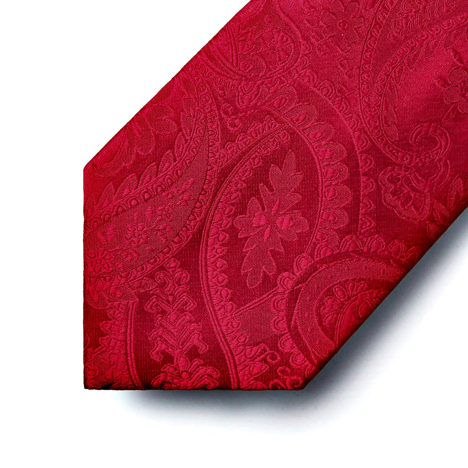 Hisdern Crimson Red Paisley Tie Set For Groomsmen