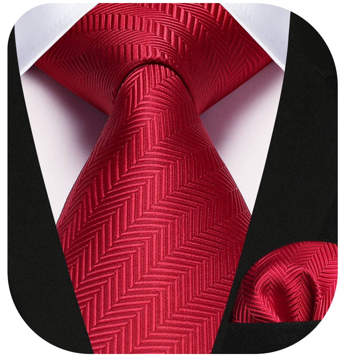 Hisdern Red Striped Wedding Tie Set