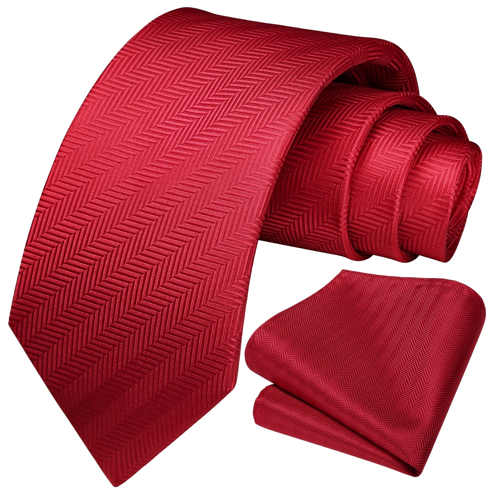 Hisdern Red Striped Wedding Tie Set