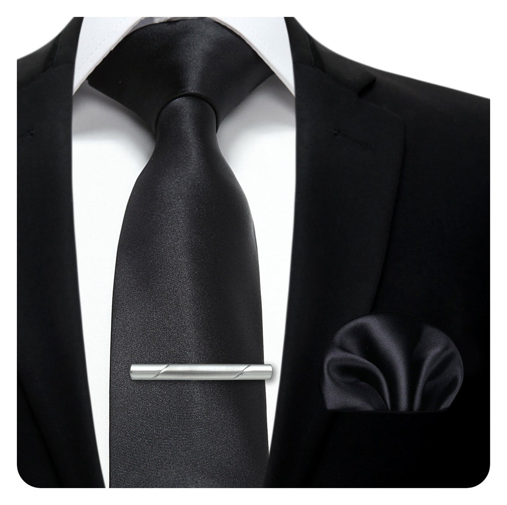Hisdern Black Solid Wedding Accessories Set With Clip