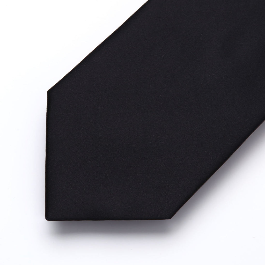 Hisdern Black Solid Business Tie Set