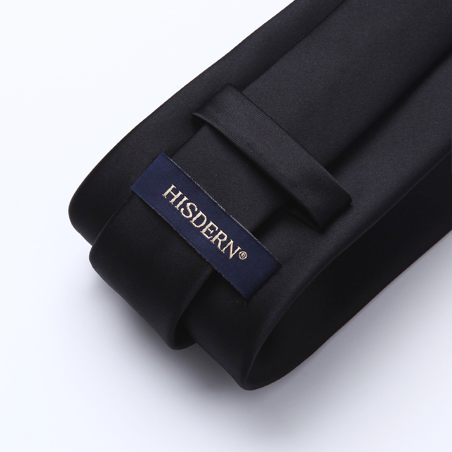 Hisdern Black Solid Business Tie Set