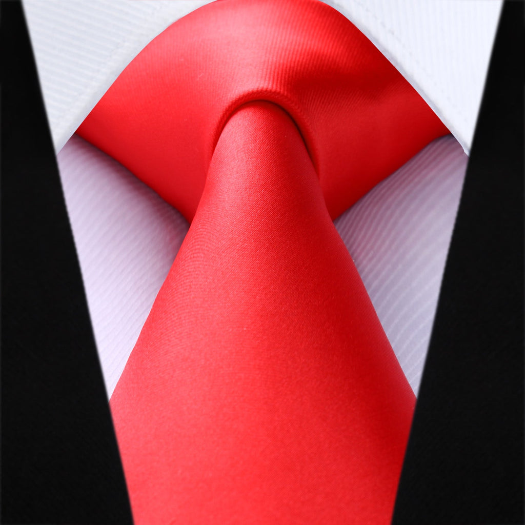 Hisdern Red Solid Men’s Tie Set for Formal & Wedding