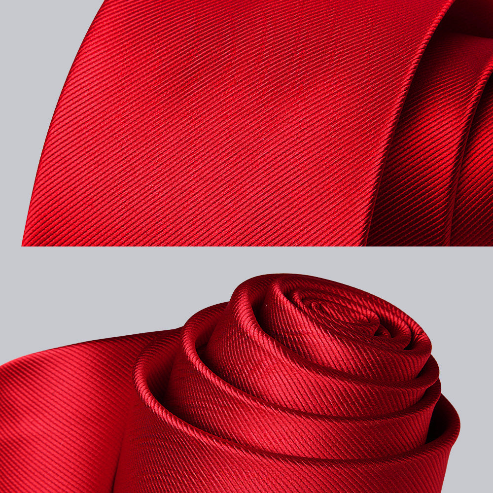 Hisdern Red Solid Men’s Tie Set for Formal & Wedding