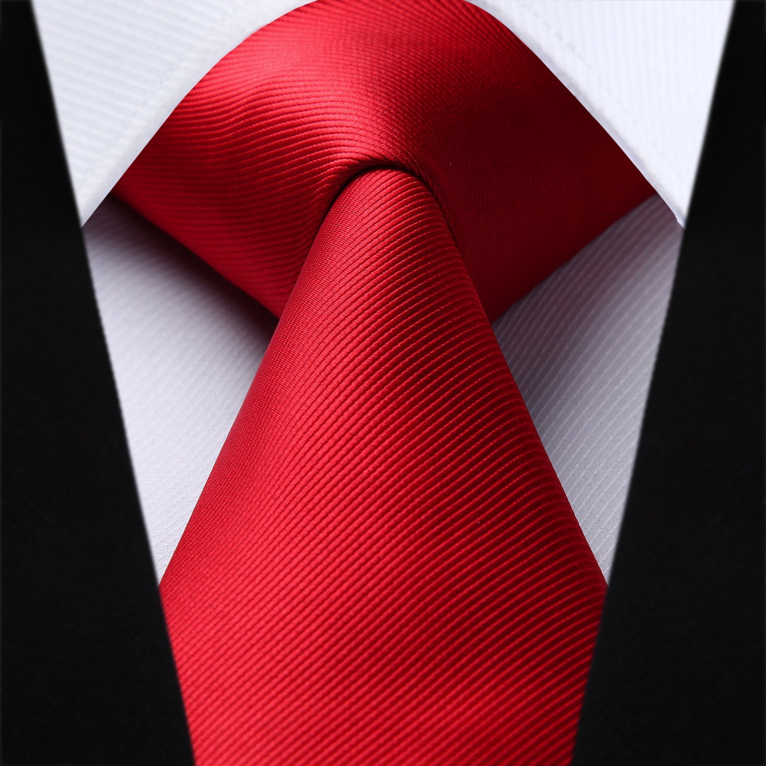 Hisdern Red Solid Men’s Tie Set for Formal & Wedding