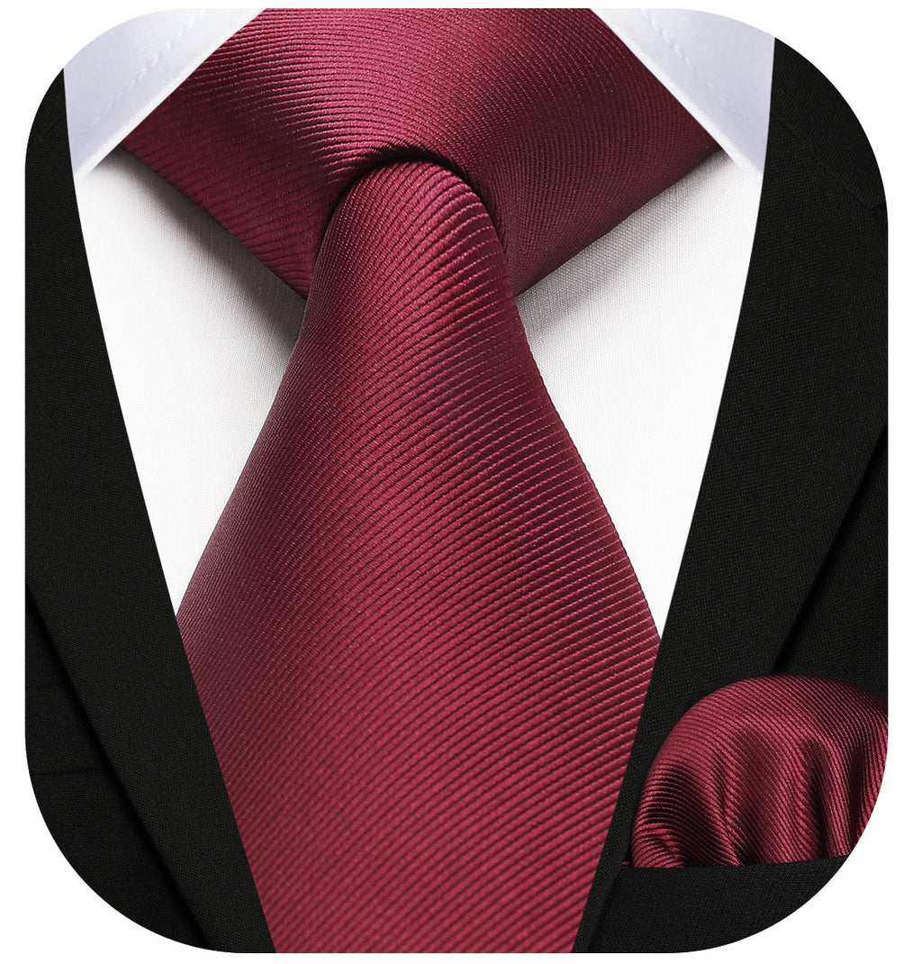 Hisdern Burgundy Striped Business Tie Set