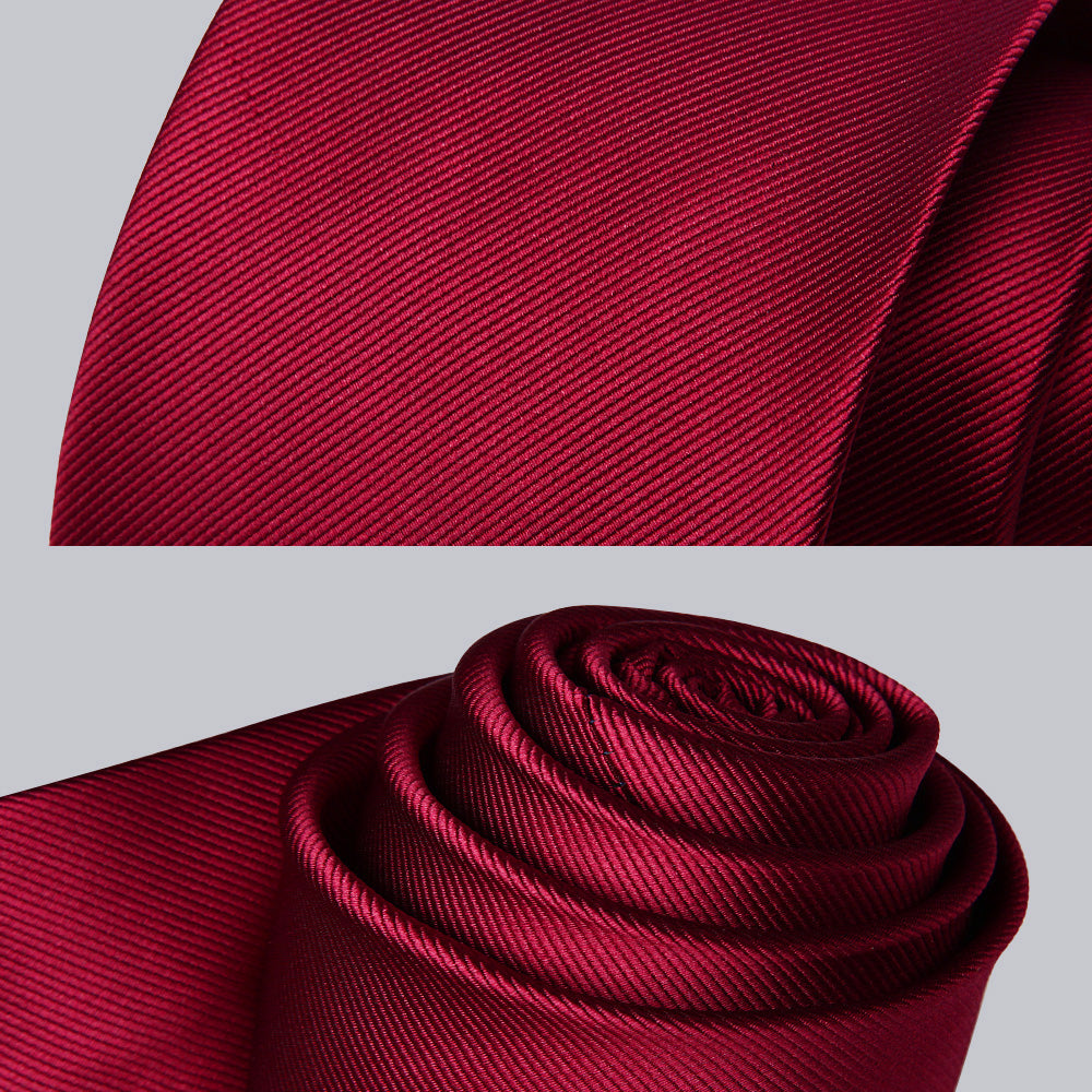 Hisdern Burgundy Striped Business Tie Set