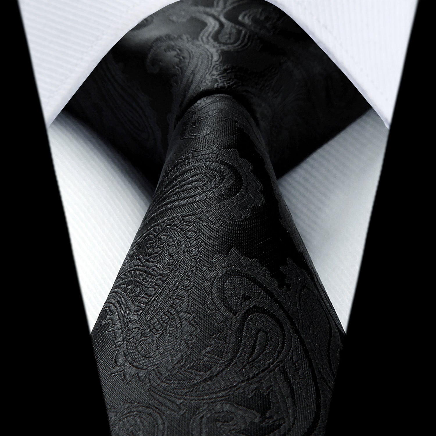 Hisdern Black Paisley Tie Set For Groomsmen