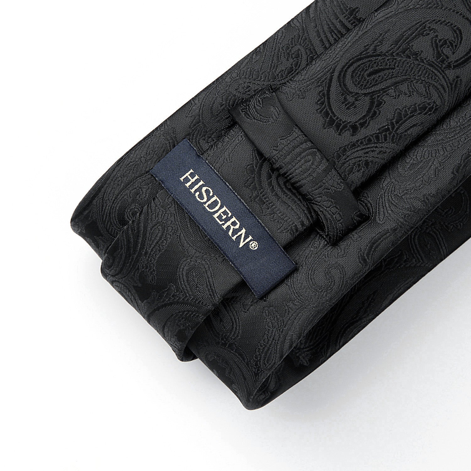 Hisdern Black Paisley Tie Set For Groomsmen