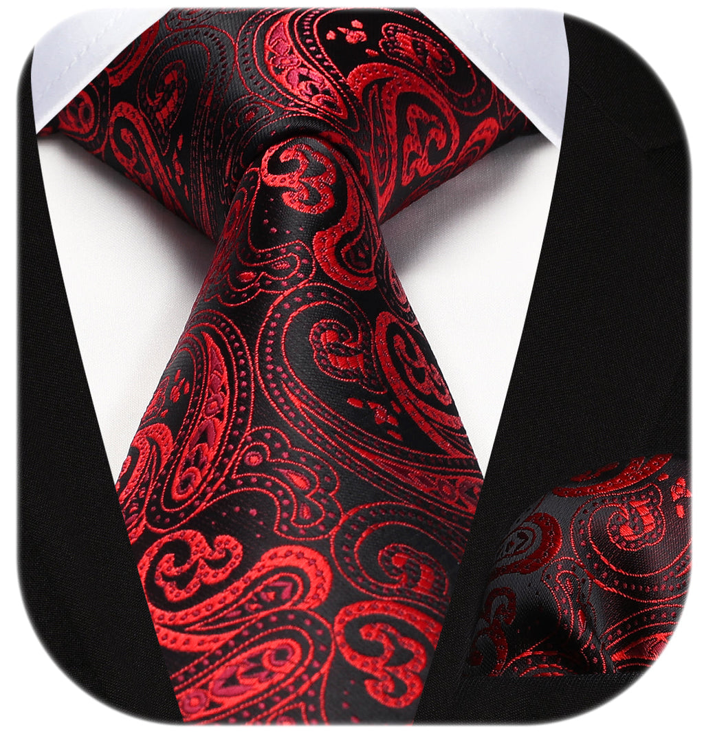 Hisdern Burgundy Paisley Tie Set For Groomsmen