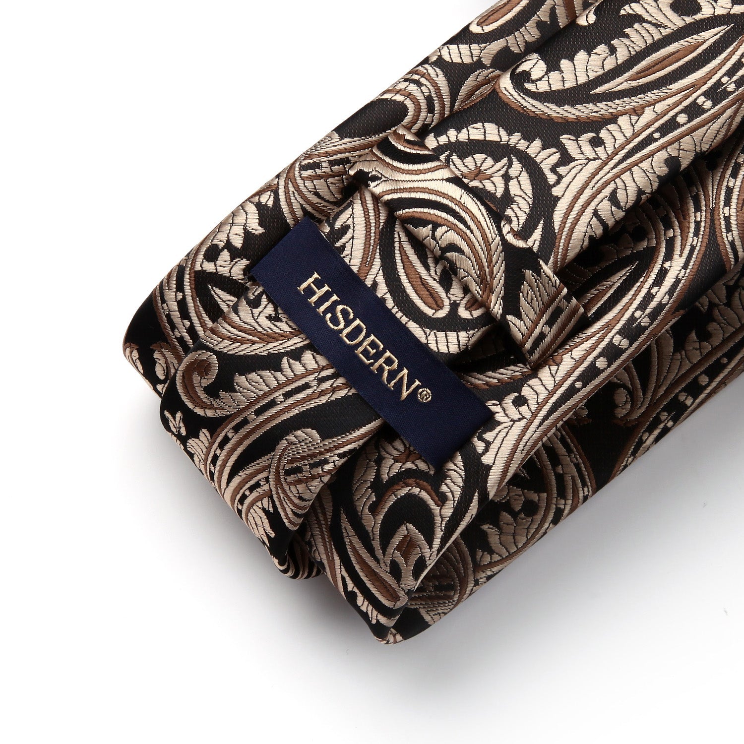 Hisdern Black Brown Paisley Tie Set For Formal Wear