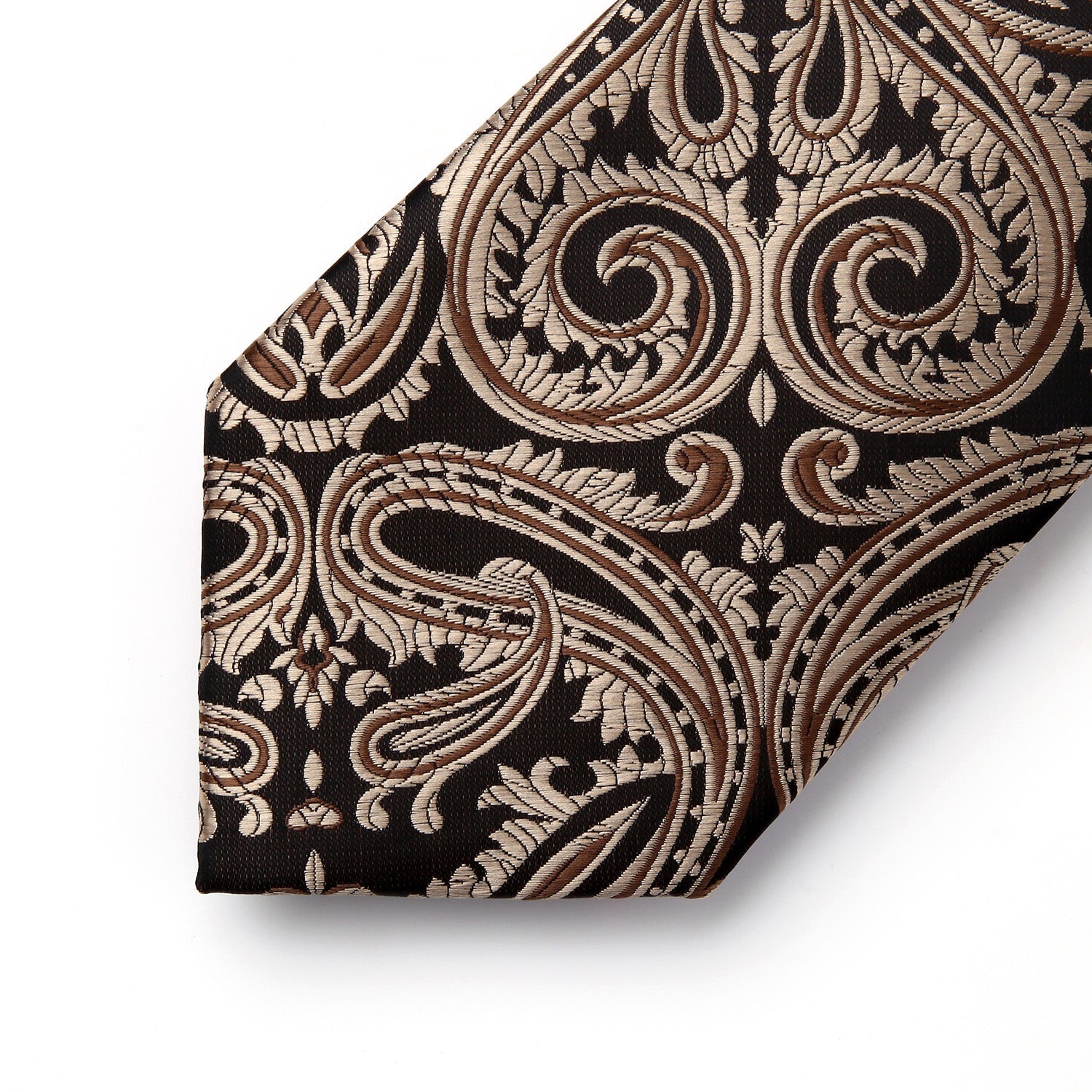 Hisdern Black Brown Paisley Tie Set For Formal Wear