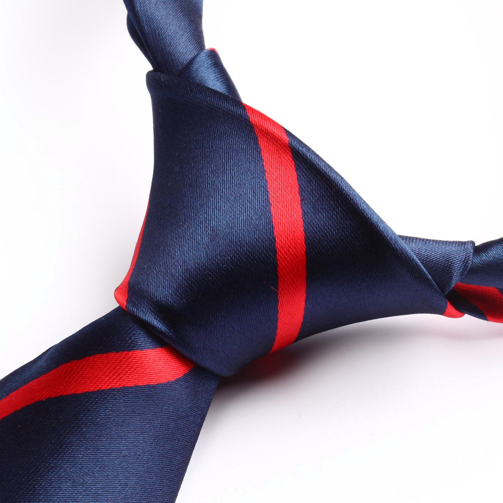 Hisdern Navy Blue Red Striped Business Tie Set