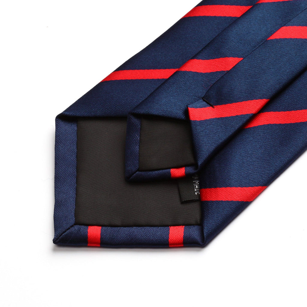 Hisdern Navy Blue Red Striped Business Tie Set