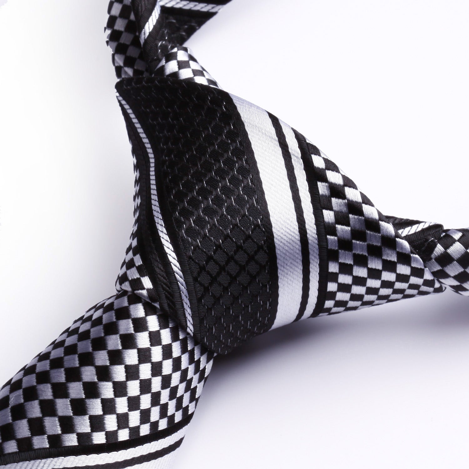 Hisdern Black White Striped Business Tie Set