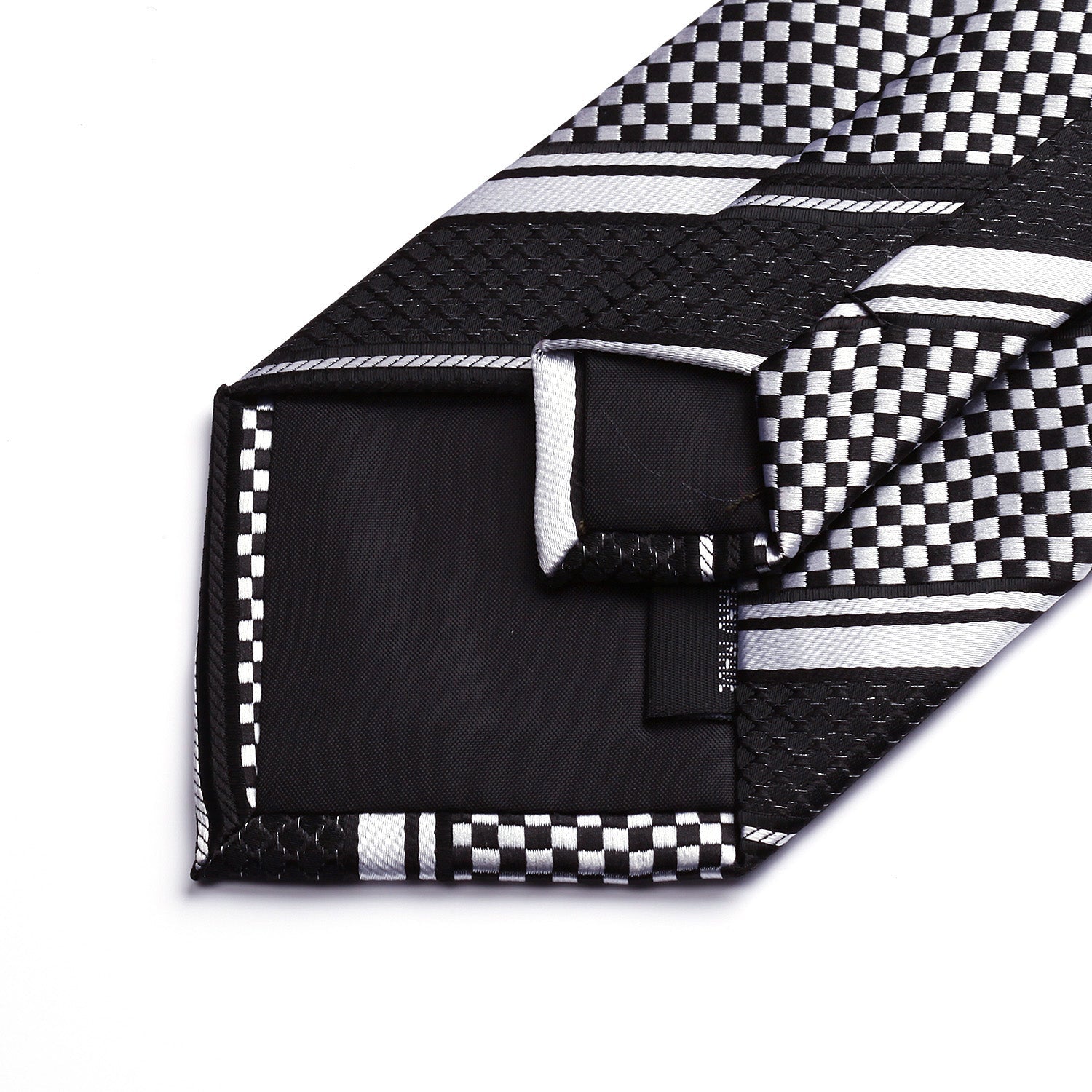 Hisdern Black White Striped Business Tie Set