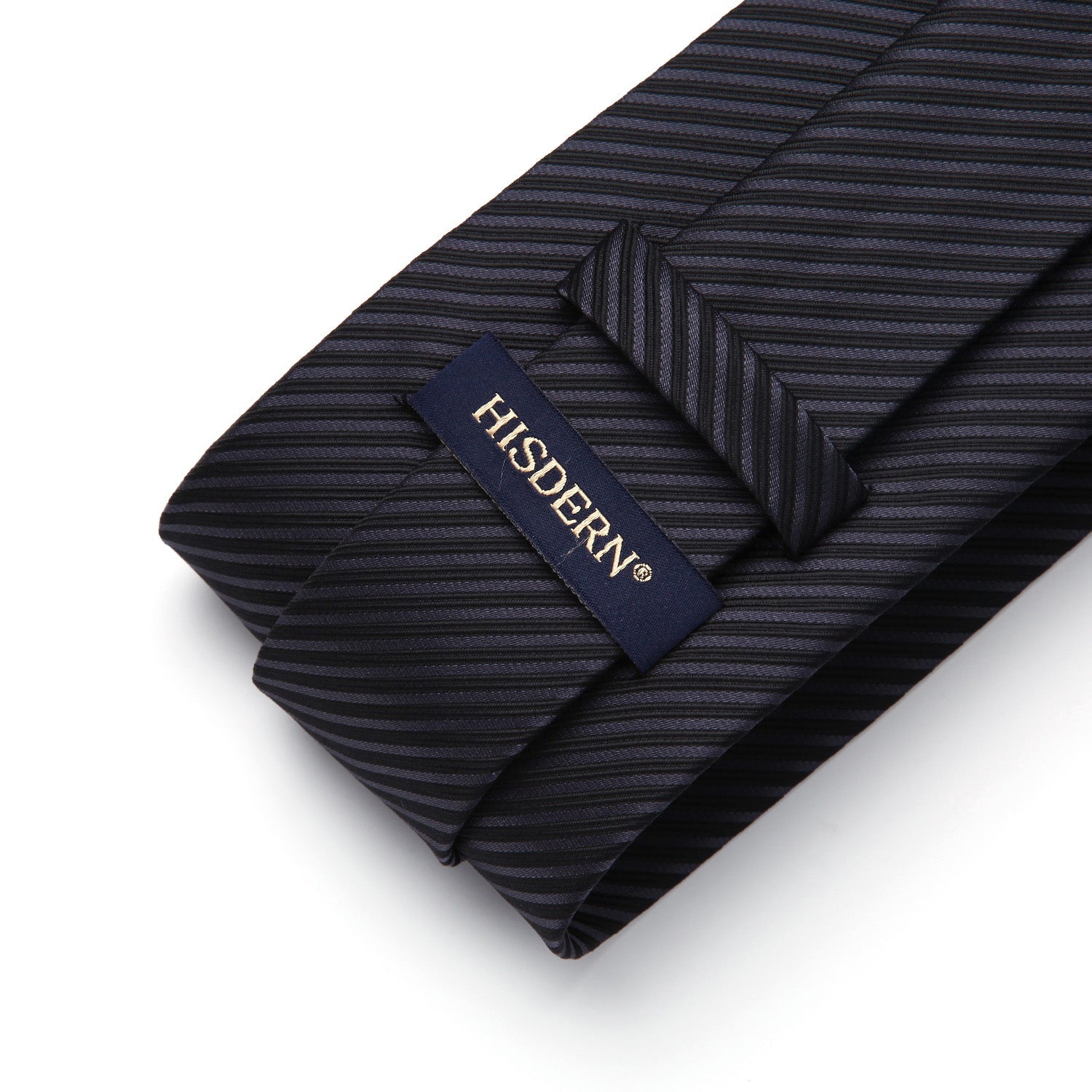 Hisdern Black Striped Business Tie Set