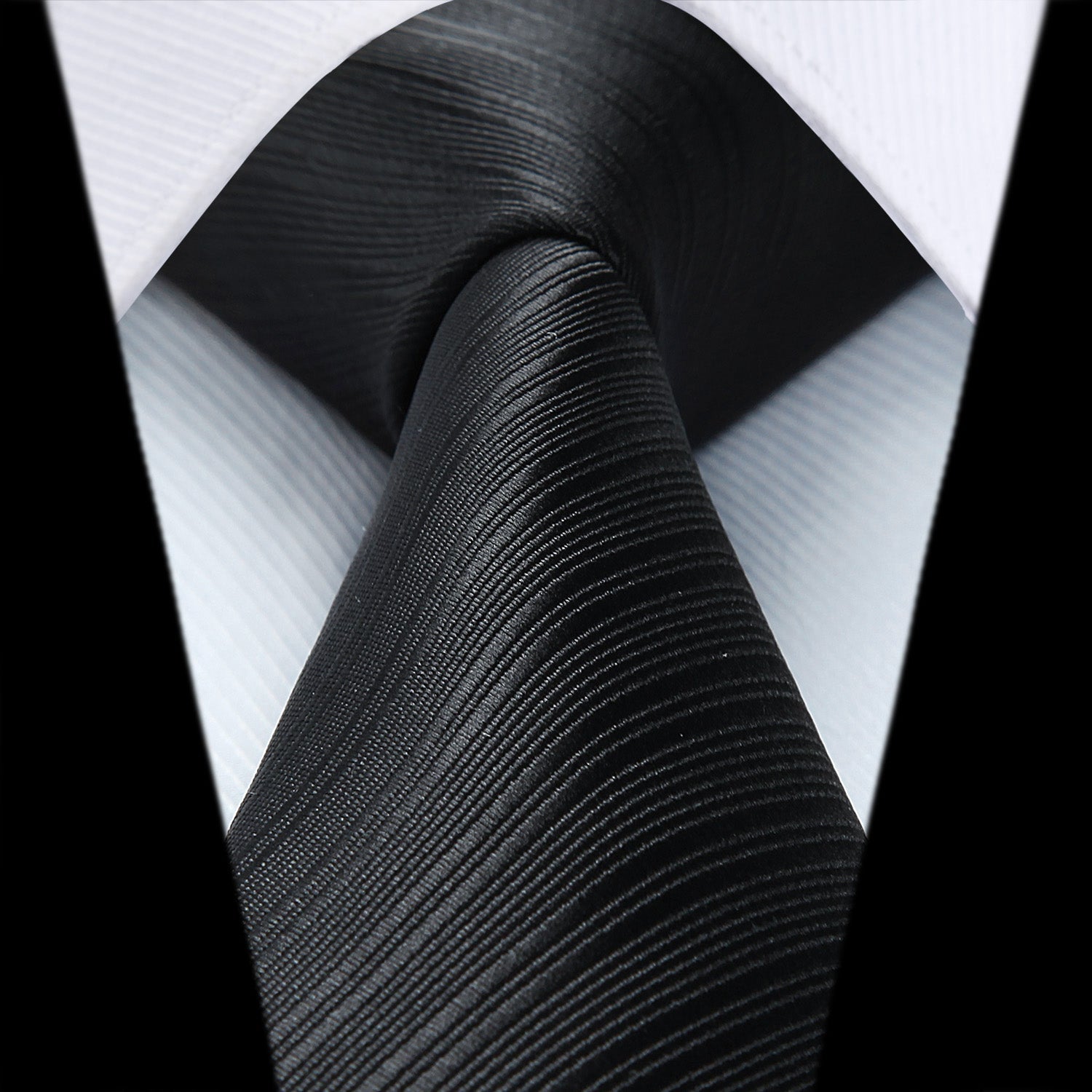 Hisdern Black Striped Business Tie Set