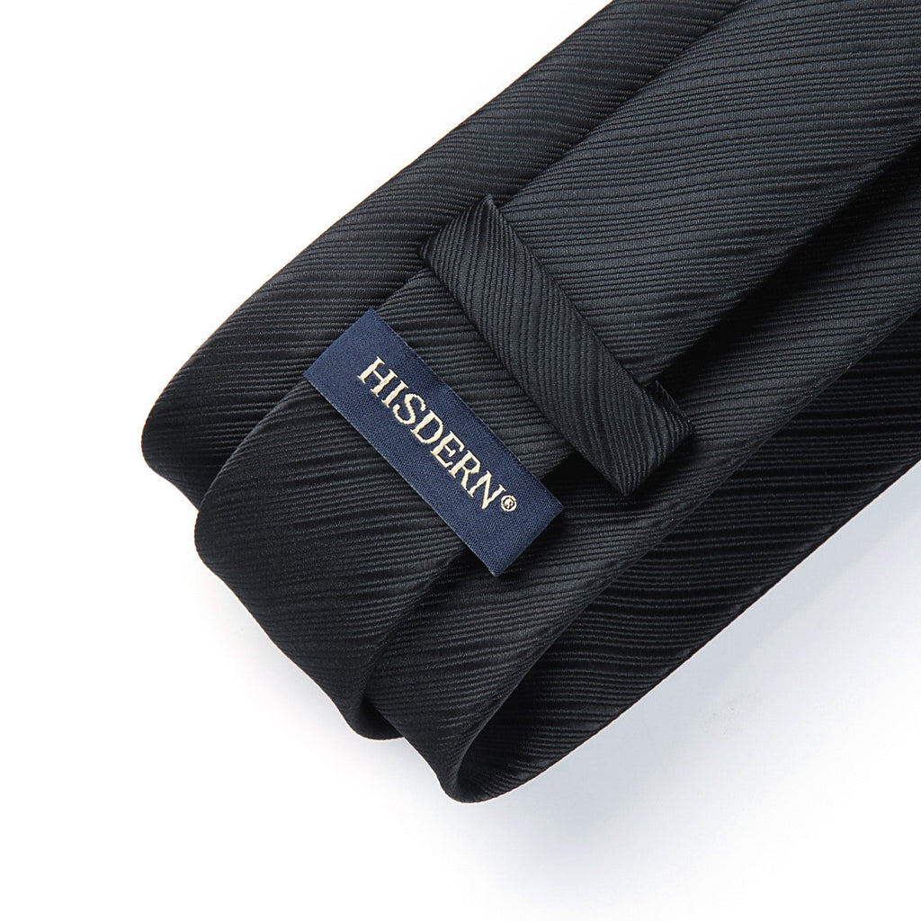 Hisdern Black Striped Business Tie Set