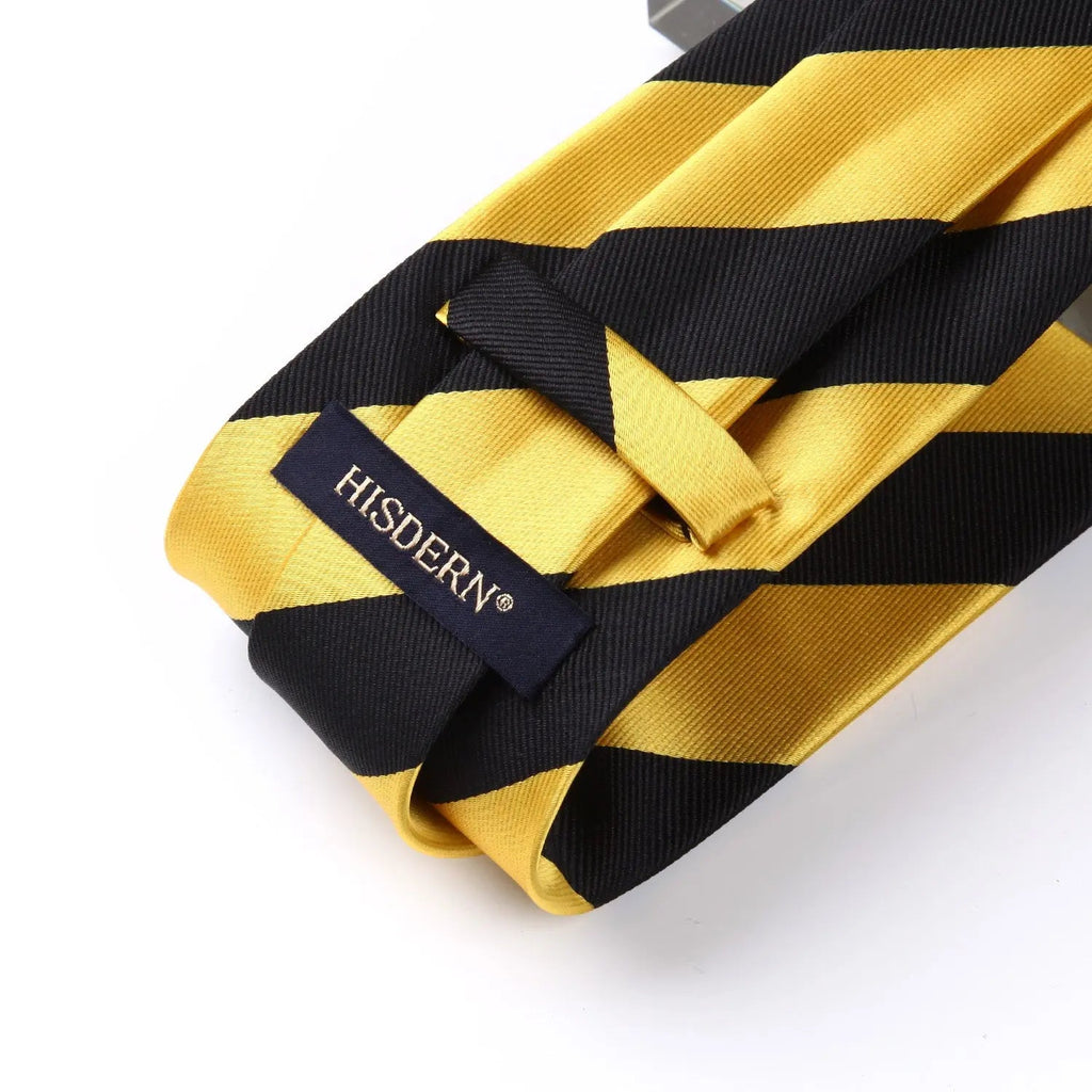 Hisdern Yellow Black Striped Business Tie Set