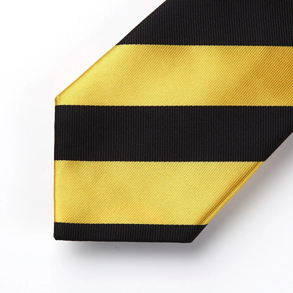 Hisdern Yellow Black Striped Business Tie Set