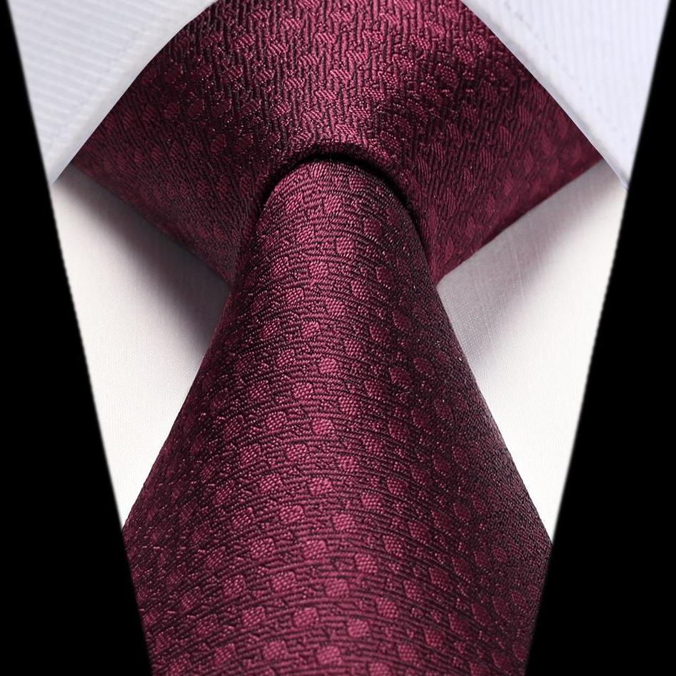 Hisdern Maroon Houndstooth Wedding Tie Set