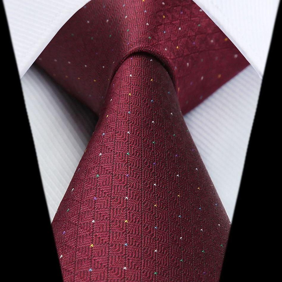 Hisdern Burgundy Houndstooth Wedding Tie Set