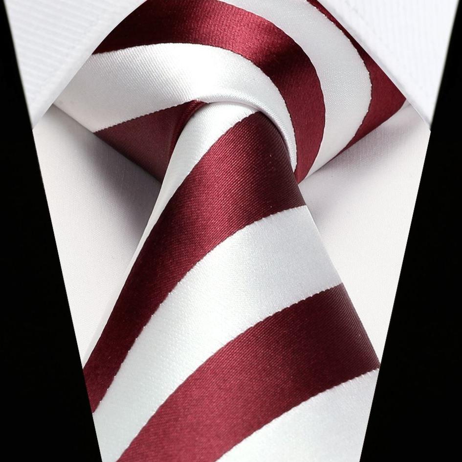 Hisdern Red White Striped Business Tie Set